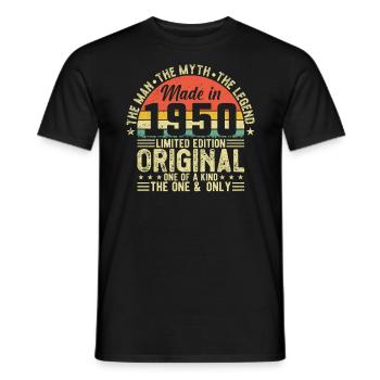 Anniversaire des années 1950 - T-shirt homme - noir - Devant - AI Model Male 178 light (178cm)