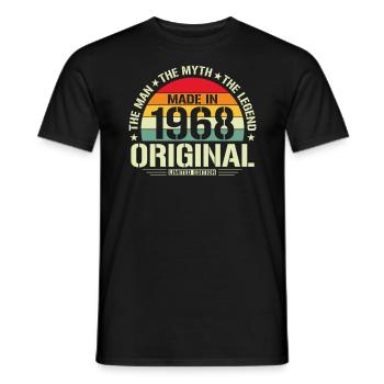 Légendaire 56e anniversaire - Millésime 1968 - Rétro - T-shirt homme - noir - Devant - AI Model Male 178 light (178cm)