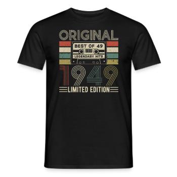 75 ans d’anniversaire vintage - T-shirt homme - noir - Devant - AI Model Male 178 light (178cm)
