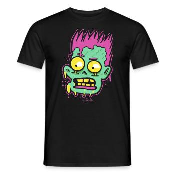 Cartoon Pop Art: So creepy, a zombie - Men's T-Shirt - black - Front - AI Model Male 178 light (178cm)