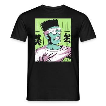 CArtoon Strong Japanese Anime for Weebs - Men's T-Shirt - black - Front - AI Model Male 178 light (178cm)