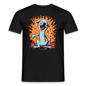 Dessin animé Pop Art Flower Dog - T-shirt homme - noir - Devant - AI Model Male 178 light (178cm)