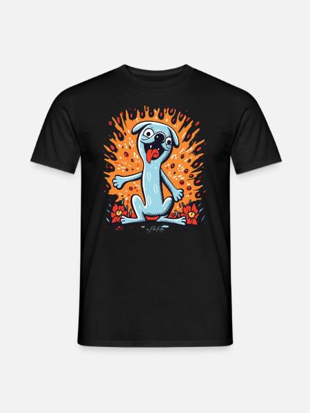 Cartoon Pop Art Flower Dog - Men's T-Shirt - black