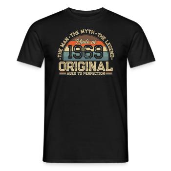 Légende millésime 1969 - T-shirt homme - noir - Devant - AI Model Male 178 light (178cm)
