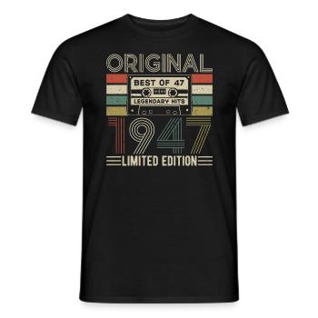 Légende d’anniversaire 1947 - T-shirt homme - noir - Devant - AI Model Male 178 light (178cm)