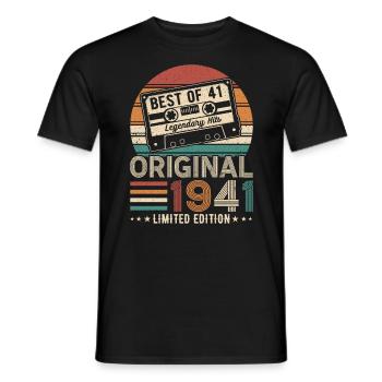 Vintage Birthday Joy 1941 - Men's T-Shirt - black - Front - AI Model Male 178 light (178cm)