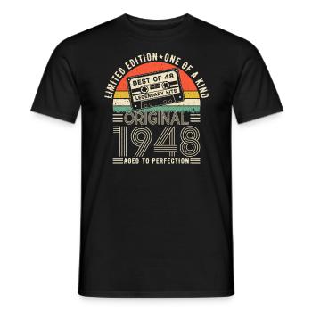 Élégant Vintage 1948 anniversaire Surprise - T-shirt homme - noir - Devant - AI Model Male 178 light (178cm)