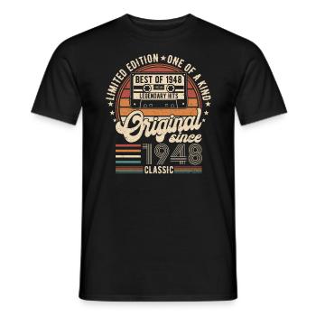 Vintage Birthday Joy 1948 - Men's T-Shirt - black - Front - AI Model Male 178 light (178cm)