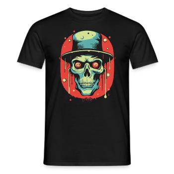 He lives in his holy temple, skull - Men's T-Shirt - black - Front - AI Model Male 178 light (178cm)