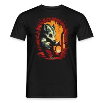 Der Stinktier mit der Lampe im Verlies - Männer T-Shirt - Schwarz - Vorne - AI Model Male 178 light (178cm)
