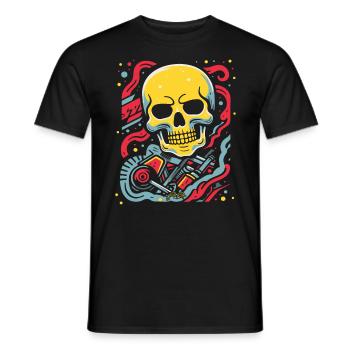 Crâne flottant : Dessin animé Pop Art - T-shirt homme - noir - Devant - AI Model Male 178 light (178cm)