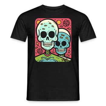 Crânes pop modernes et partenariat contre amour - T-shirt homme - noir - Devant - AI Model Male 178 light (178cm)