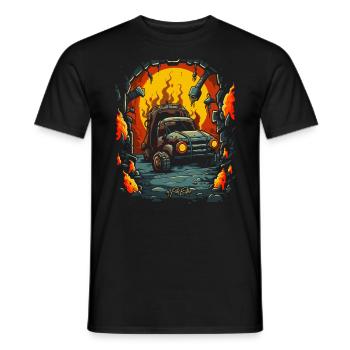 Hell for Mechanics: Dungeon of Junk Cars - Men's T-Shirt - black - Front - AI Model Male 178 light (178cm)
