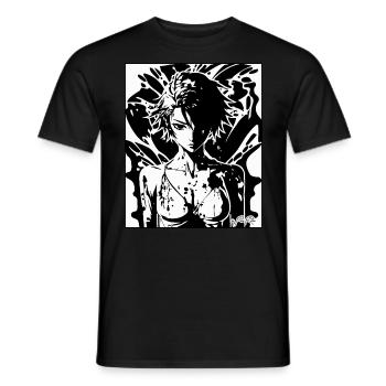 fille d’anime affiche fille - T-shirt homme - noir - Devant - AI Model Male 178 light (178cm)
