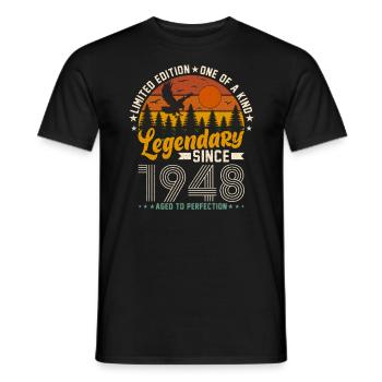 Vintage birthday joy 1948 - Men's T-Shirt - black - Front - AI Model Male 178 light (178cm)
