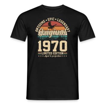 Légendaire 54e anniversaire 1970 - T-shirt homme - noir - Devant - AI Model Male 178 light (178cm)
