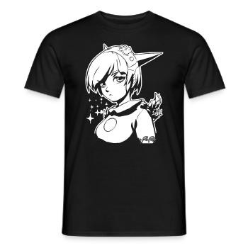 Manga Anime Fille comme Ange du Monde - T-shirt homme - noir - Devant - AI Model Male 178 light (178cm)