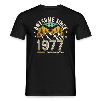 Vintage birthday joy 1977 - Men's T-Shirt - black - Front - AI Model Male 178 light (178cm)