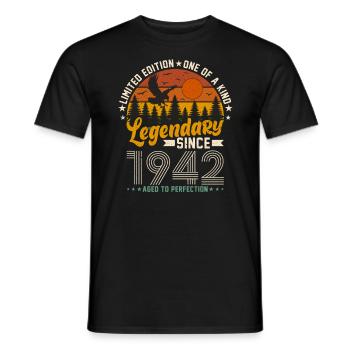 Verjaardagsspreuk 1942 - Heren T-shirt - zwart - Voor - AI Model Male 178 light (178cm)