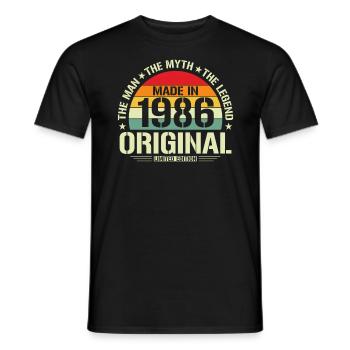 Vintage 1986 Birthday Retro Style - Men's T-Shirt - black - Front - AI Model Male 178 light (178cm)