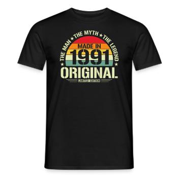 Legendary 33rd Birthday 1991 - Men's T-Shirt - black - Front - AI Model Male 178 light (178cm)