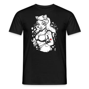 Another Hot Anime Cartoon Girl - Men's T-Shirt - black - Front - AI Model Male 178 light (178cm)