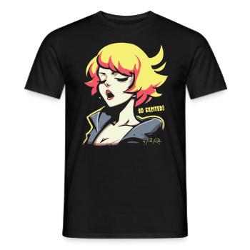 Pop Colored Anime Girl : Femme tellement excitée - T-shirt homme - noir - Devant - AI Model Male 178 light (178cm)