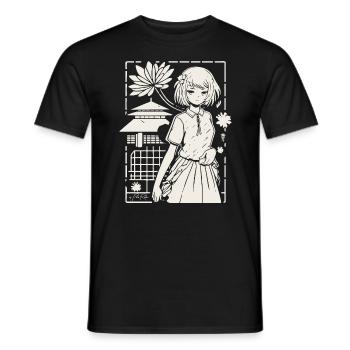 Manga animé japonais : Sakura Girl - T-shirt homme - noir - Devant - AI Model Male 178 light (178cm)
