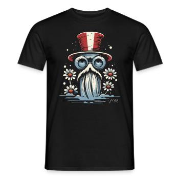 Old Sorcerer and Eternal Daisy Flowers - Men's T-Shirt - black - Front - AI Model Male 178 light (178cm)