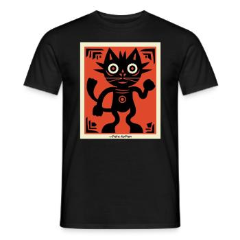 Chat d’art moderne - T-shirt homme - noir - Devant - AI Model Male 178 light (178cm)