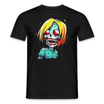 Fille de dessin animé zombie effrayante - T-shirt homme - noir - Devant - AI Model Male 178 light (178cm)