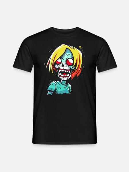 Gruseliges Zombie-Cartoon-Mädchen - Männer T-Shirt - Schwarz
