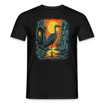 A Crane Bird and a Dungeon - Men's T-Shirt - black - Front - AI Model Male 178 light (178cm)