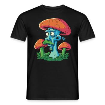 Champignon avec moustache, cueillette de champignons dans la forêt - T-shirt homme - noir - Devant - AI Model Male 178 light (178cm)
