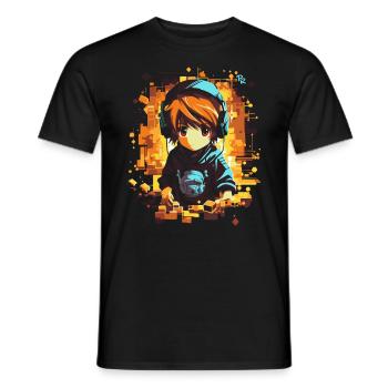 Anime Manga Gaming Kopfhörer Junge - Männer T-Shirt - Schwarz - Vorne - AI Model Male 178 light (178cm)