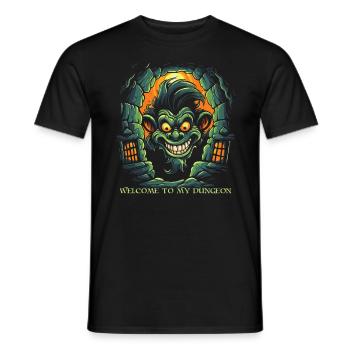 Gruseliger Affe: Willkommen in meinem Kerker - Männer T-Shirt - Schwarz - Vorne - AI Model Male 178 light (178cm)