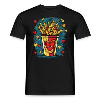 Liberté et amour : les frites - T-shirt homme - noir - Devant - AI Model Male 178 light (178cm)
