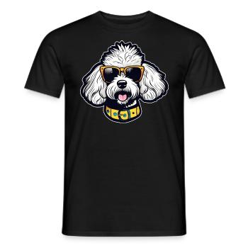 Cooler Pudel mit Sonnenbrille - Männer T-Shirt - Schwarz - Vorne - AI Model Male 178 light (178cm)