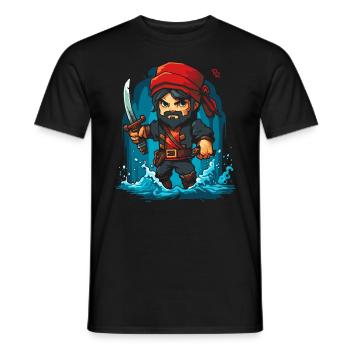 Kleiner niedlicher Pixel-Pirat - Männer T-Shirt - Schwarz - Vorne - AI Model Male 178 light (178cm)