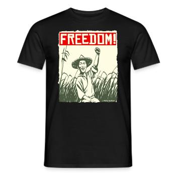 Asian Rice Farmer: Freedom - Men's T-Shirt - black - Front - AI Model Male 178 light (178cm)