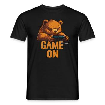 Gamer Bär: Game On - Männer T-Shirt - Schwarz - Vorne - AI Model Male 178 light (178cm)