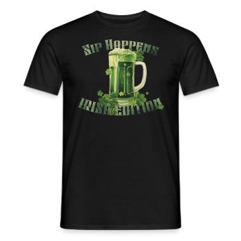 Green Beer - Sip Happens - Irish Edition - Men's T-Shirt - black - Front - AI Model Male 178 light (178cm)