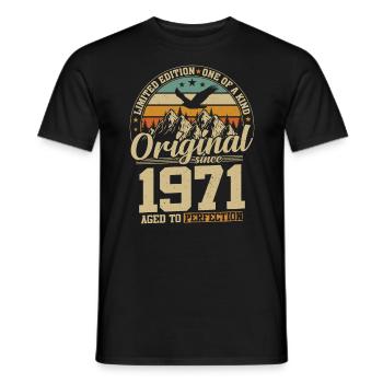 Vintage Birthday Joy 1971 - Men's T-Shirt - black - Front - AI Model Male 178 light (178cm)