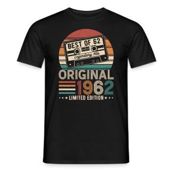 Born in 1962 - Vintage Legends - Men's T-Shirt - black - Front - AI Model Male 178 light (178cm)