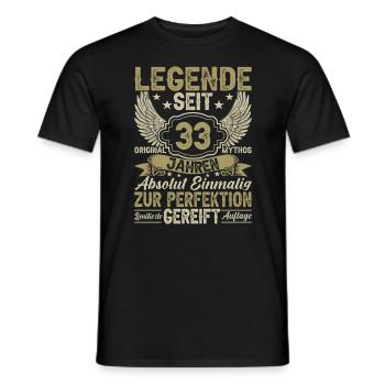 Jubiläumslegende - 33 Jahre - Männer T-Shirt - Schwarz - Vorne - AI Model Male 178 light (178cm)
