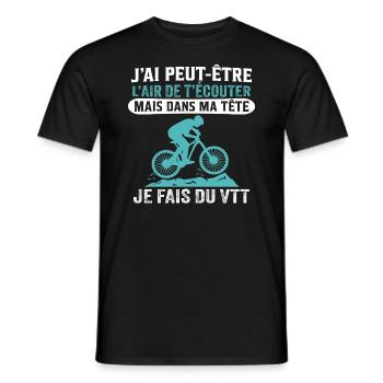 je fais du vtt cadeau vélo tout-terrain - T-shirt homme - noir - Devant - AI Model Male 178 light (178cm)