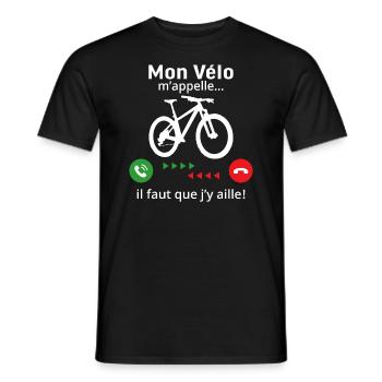 Mon Vélo m'appelle Idée Cadeau Vététiste - T-shirt homme - noir - Devant - AI Model Male 178 light (178cm)