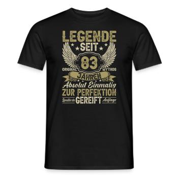 Legende seit 83 Jahren - Männer T-Shirt - Schwarz - Vorne - AI Model Male 178 light (178cm)
