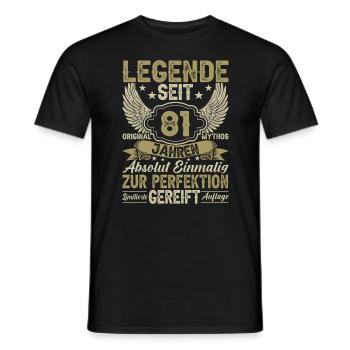 81 Jahre Legende - Männer T-Shirt - Schwarz - Vorne - AI Model Male 178 light (178cm)