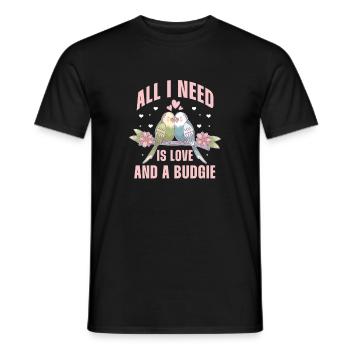 Perruche oiseau animal de compagnie perruche cadeau - T-shirt homme - noir - Devant - AI Model Male 178 light (178cm)